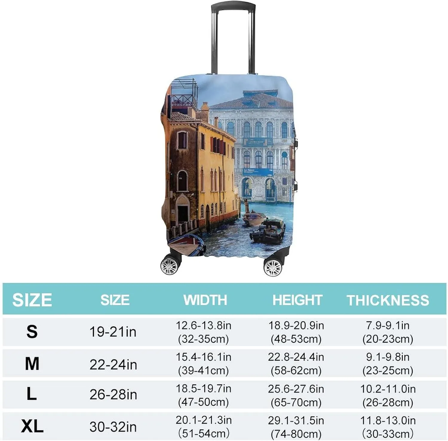 Double-sided Printed Luggage Cover, Cityscape Elastic Travel Luggage Cover, Canal in Venice Italy, Fits 22-24 Inch Luggage, Great For Vacation Travel, Multicolor