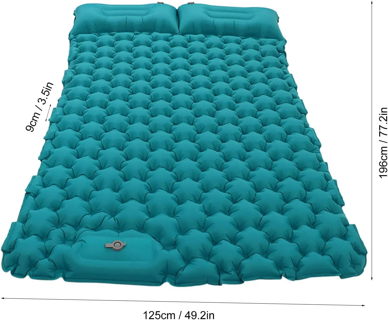 Double Sleeping Pad for Camping, Double Camping Sleeping Pad, Self Inflating Sleeping Mat for 2 Person with Pillow, Inflatable Camping Pad with Storage Bag for Office Outdoor (Blue)