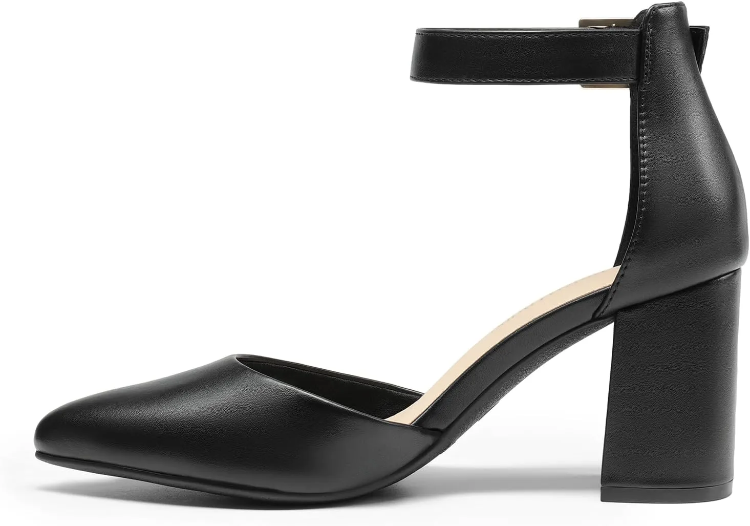 DREAM PAIRS Women's Closed Pointed Toe High Chunky Heels Pumps Ankle Strap Dress Shoes for Wedding Office Party, 3 Inches