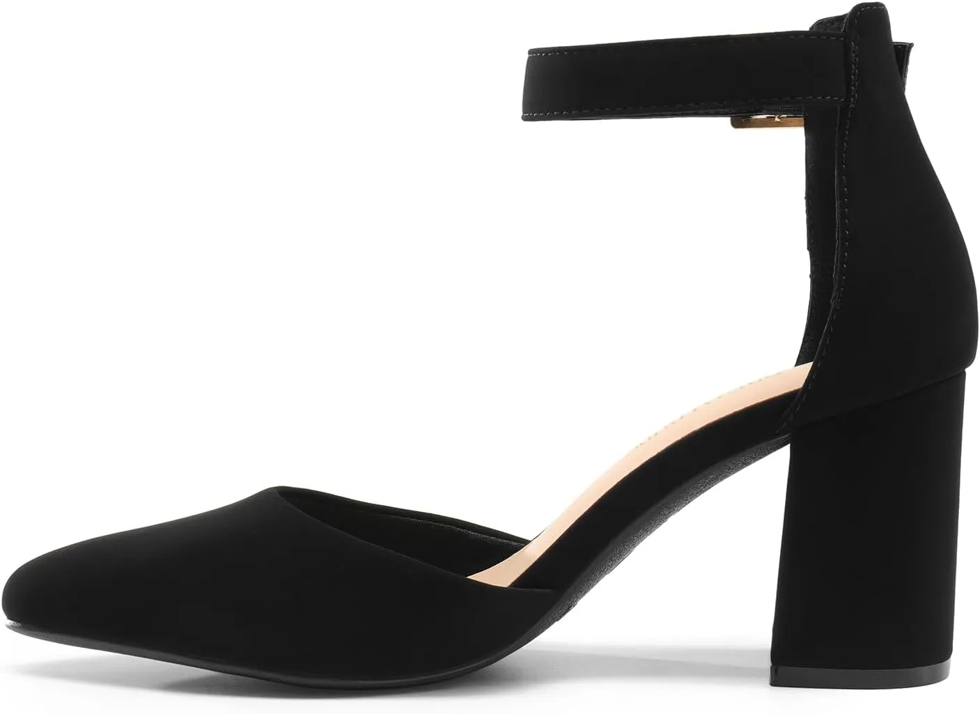 DREAM PAIRS Women's Closed Pointed Toe High Chunky Heels Pumps Ankle Strap Dress Shoes for Wedding Office Party, 3 Inches