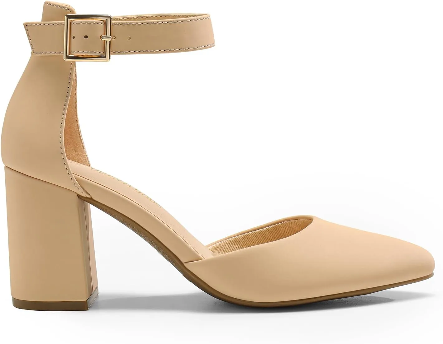 DREAM PAIRS Women's Closed Pointed Toe High Chunky Heels Pumps Ankle Strap Dress Shoes for Wedding Office Party, 3 Inches