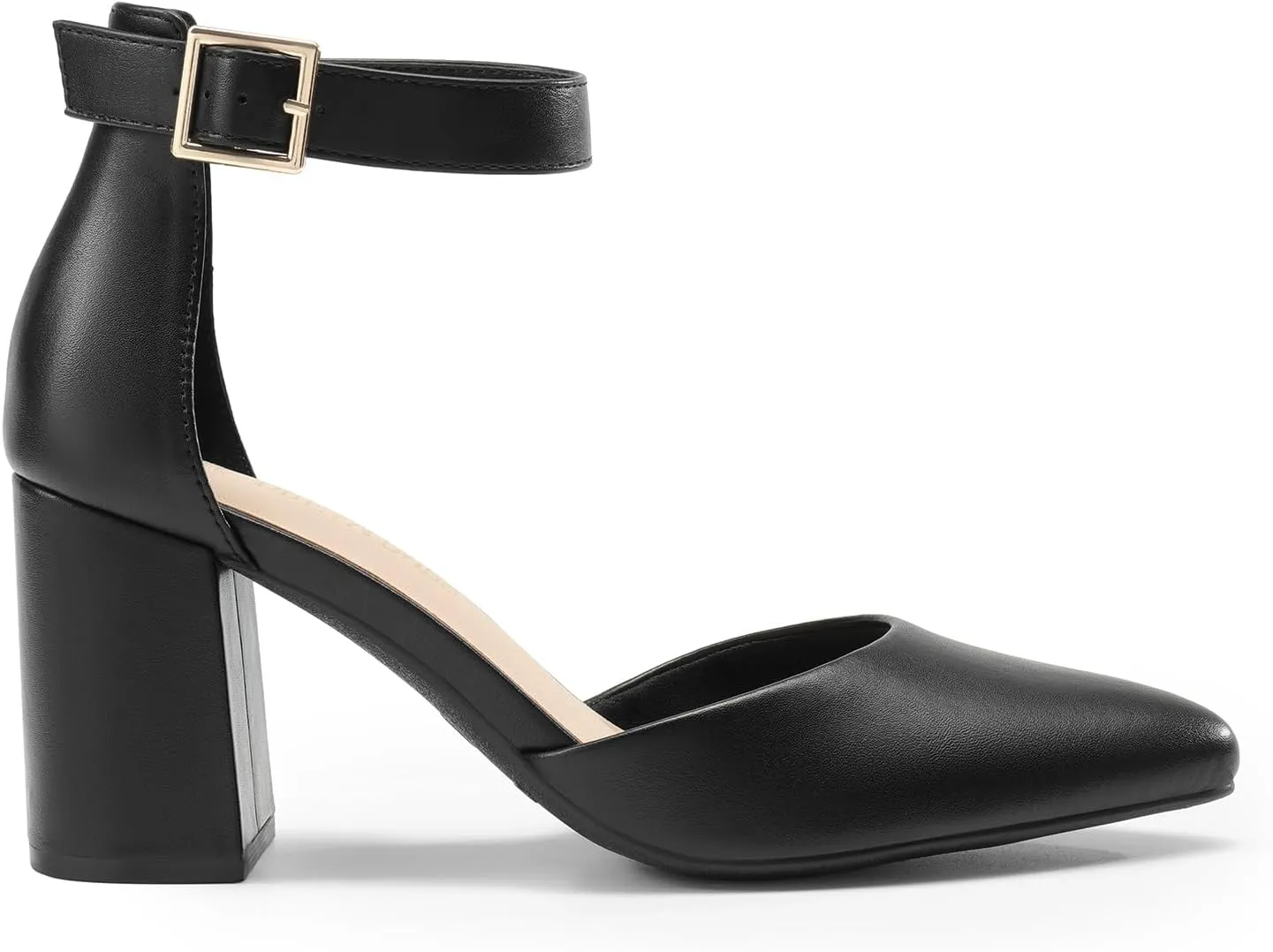 DREAM PAIRS Women's Closed Pointed Toe High Chunky Heels Pumps Ankle Strap Dress Shoes for Wedding Office Party, 3 Inches