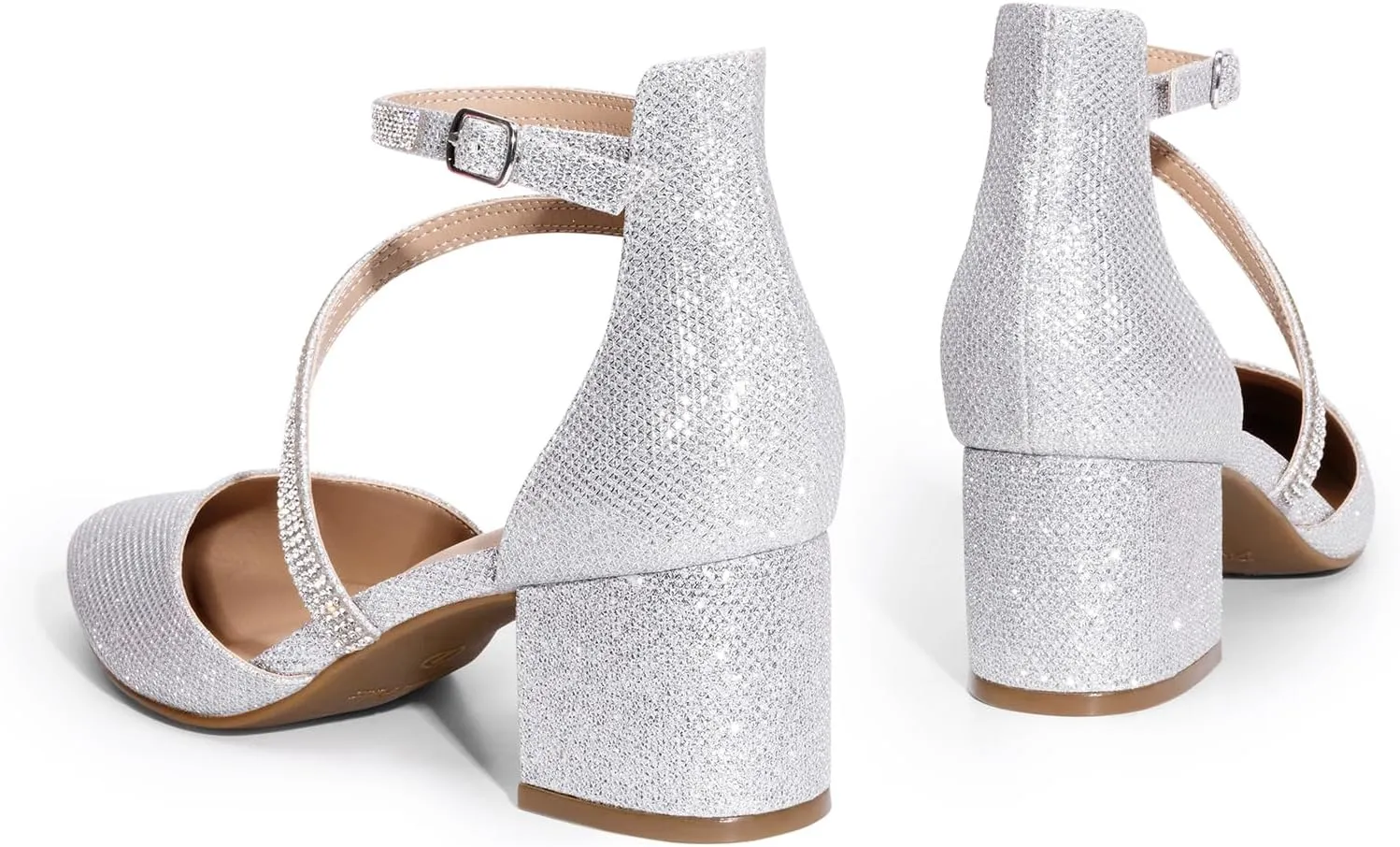 DREAM PAIRS Women's Closed Pointed Toe Low Chunky Heels Pumps Ankle Strap Wedding Business Dressy Shoes