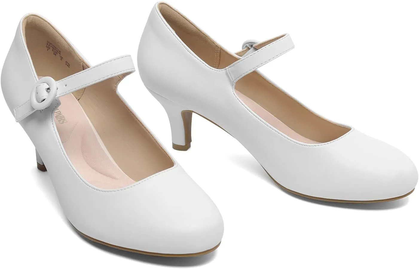 DREAM PAIRS Women's Kitten Heels Pumps, Low Heel Dress Shoes Mary Jane Round Closed Toe Comfortable Shoes for Wedding Office Dancing