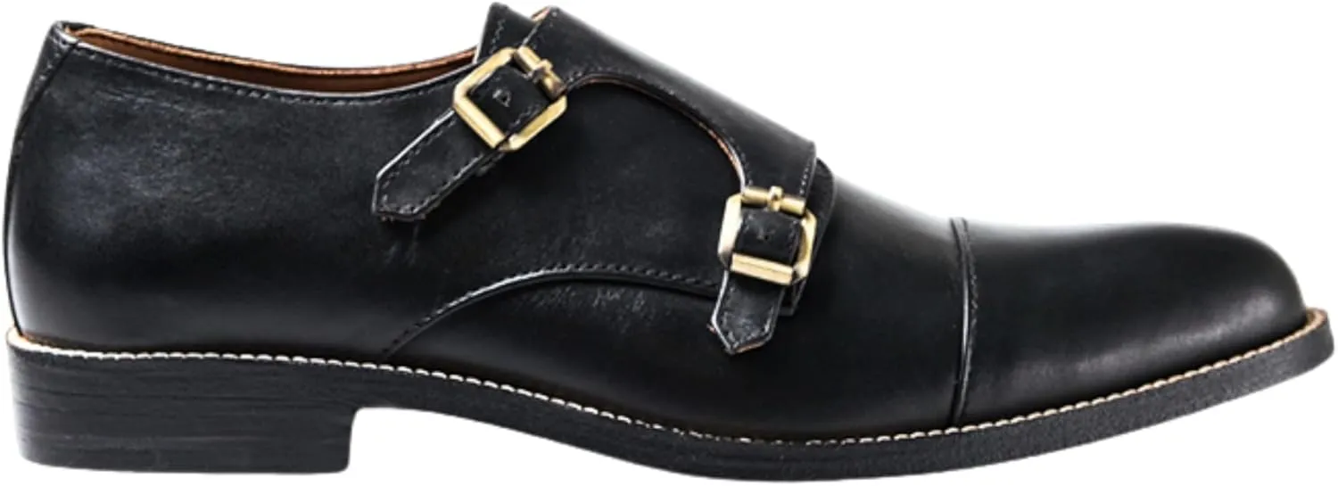 Dress Shoes for Men | Genuine Leather Shoes Double Monkstraps Cap Toe Design Comfortable Rubber Sole