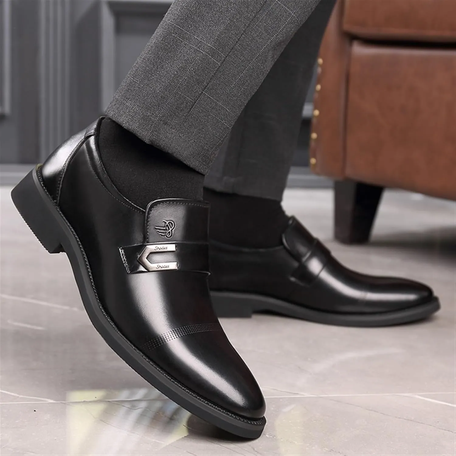 Dress Shoes for Men Men's Genuine Leather Crocodile Pattern Business Shoes Soft Footwear for Men