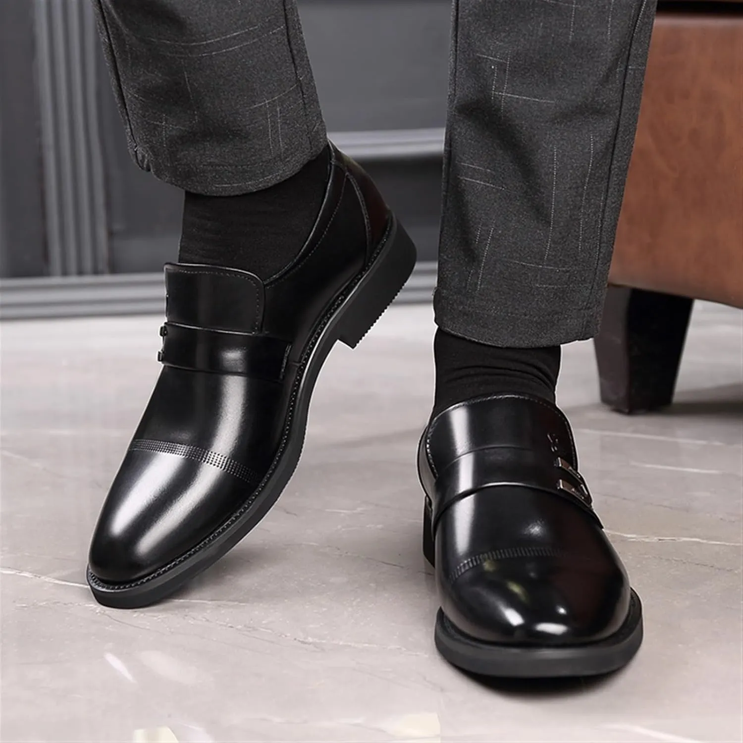 Dress Shoes for Men Men's Genuine Leather Crocodile Pattern Business Shoes Soft Footwear for Men