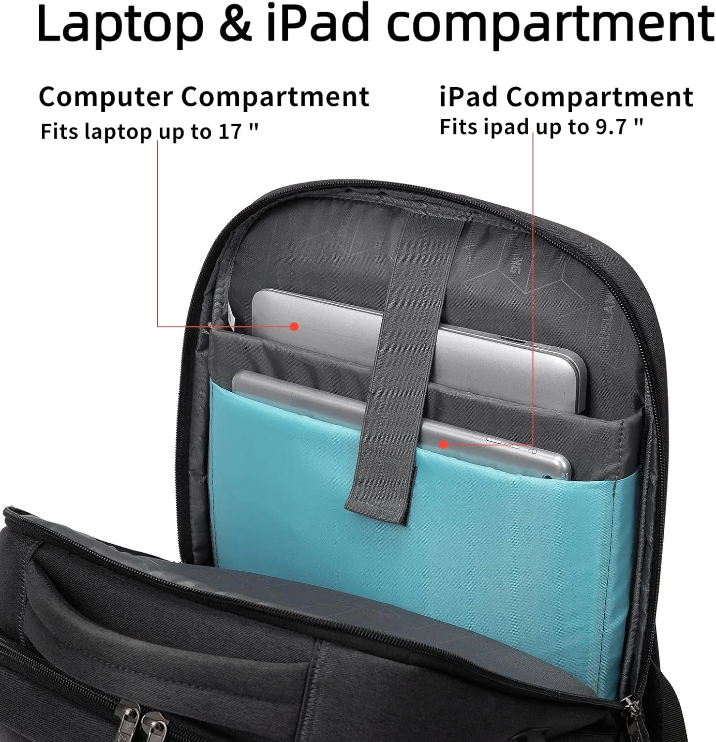 DUSLANG 17 Inch Laptop Backpack for Travel Water Resistant College Backpack for Men/Women Laptop Bag with USB Charging Port and Small Canvas Tote Bag, Black