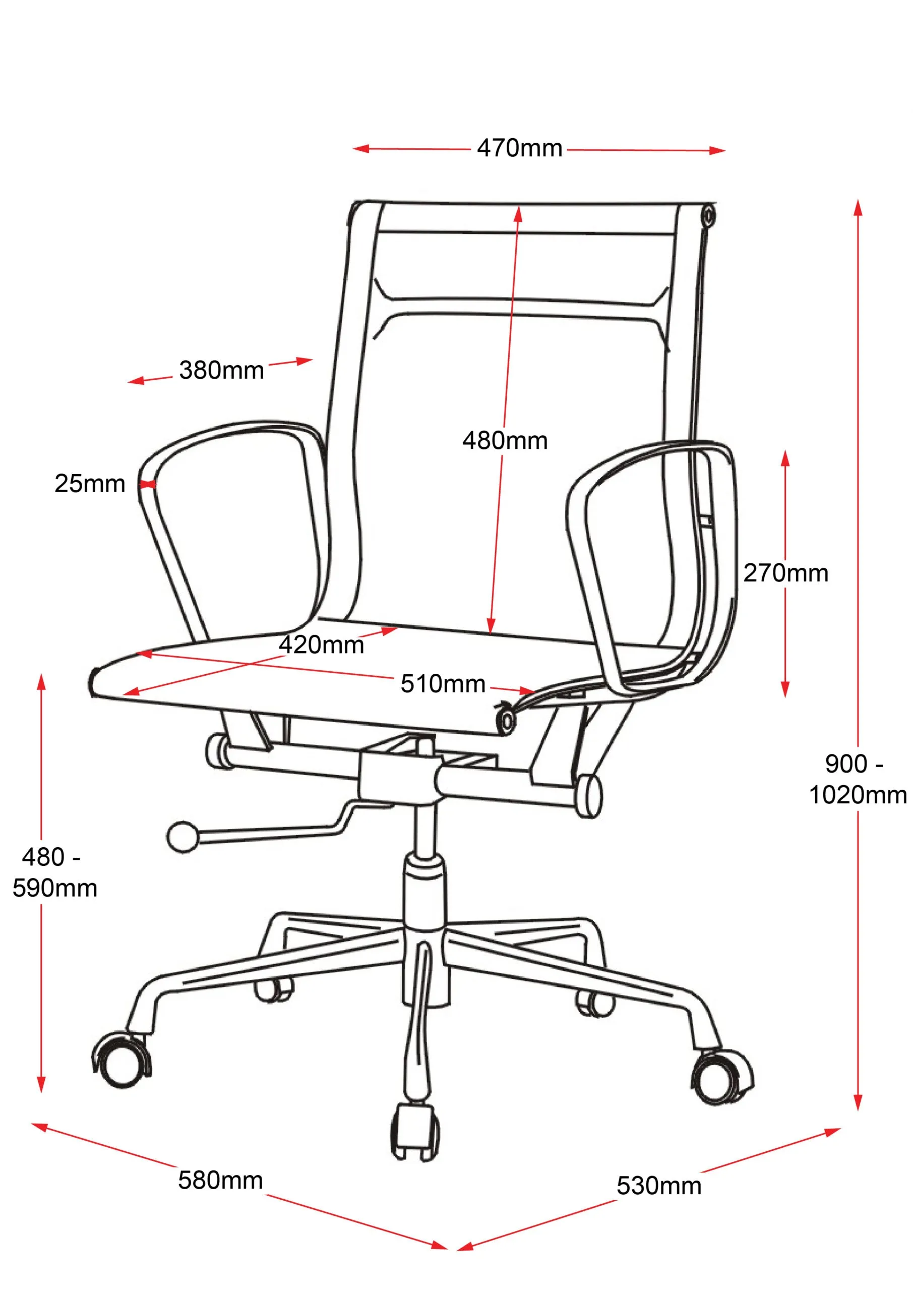 Eames Replica - Medium Back Black Mesh
