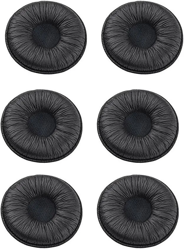 Ear Cushions Leatherette Spare Replacement Earpads for Plantronics Supra Plus Encore and Most Standard Size Office Telephone Headsets H251 H251N H261 H261N H351 H351N H361 H361N (Pack of 6)