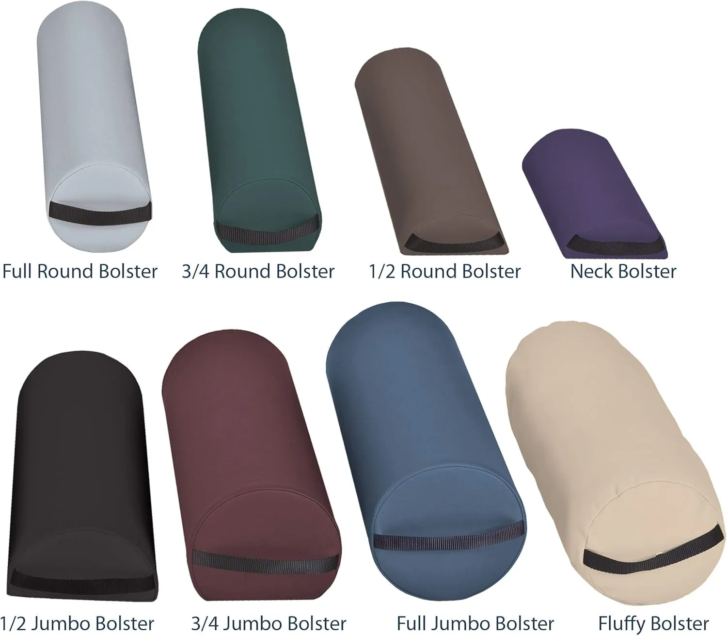 EARTHLITE Bolster Pillow Half Round – Durable Massage Bolster, 100% PU Upholstery incl. Strap Handle/Professional Quality for Massage Tables/Back Pain Relief