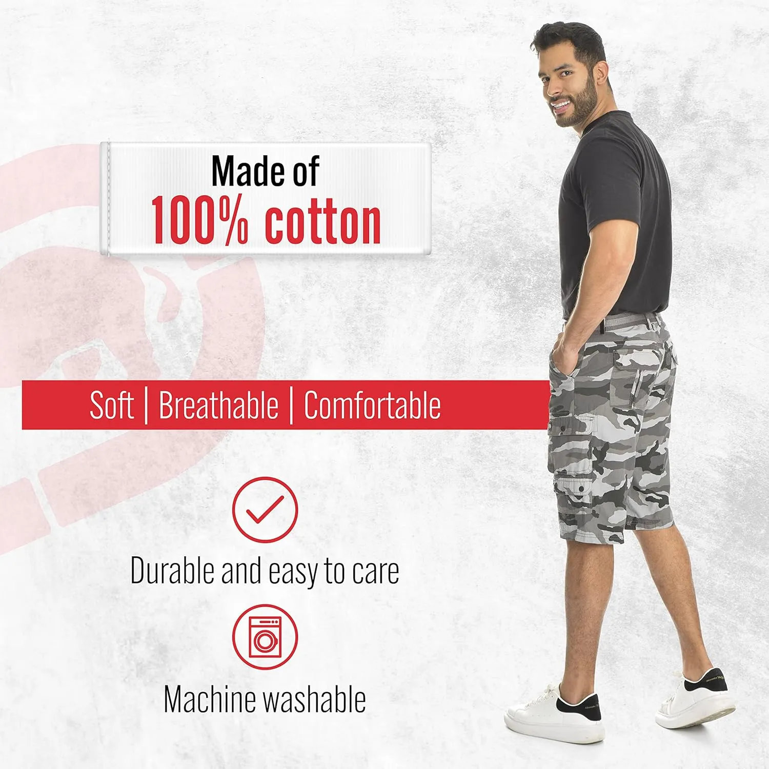 Ecko Cargo Shorts for Men – Twill Camo Mens Cargo Shorts with Belt Big and Tall