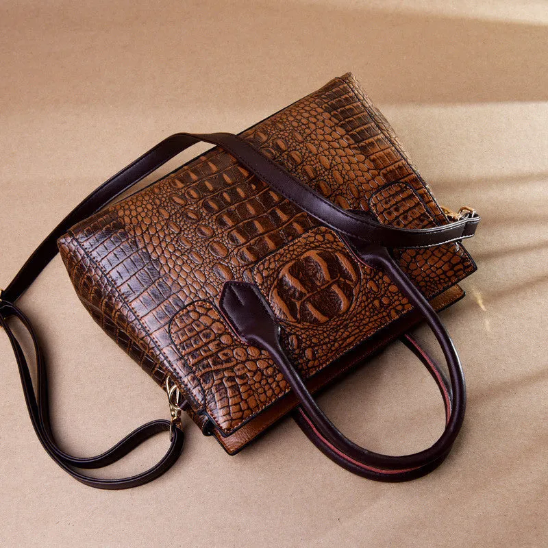 Emily – Croc-Embossed Structured Vegan Leather Handbag