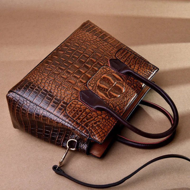 Emily – Croc-Embossed Structured Vegan Leather Handbag