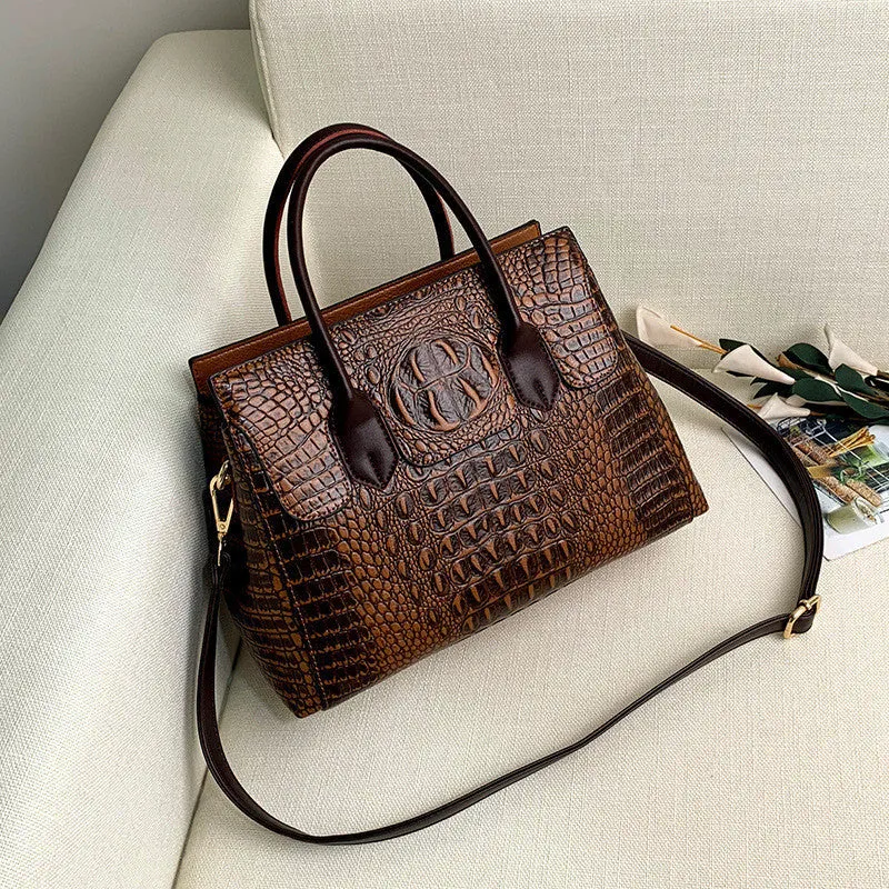 Emily – Croc-Embossed Structured Vegan Leather Handbag