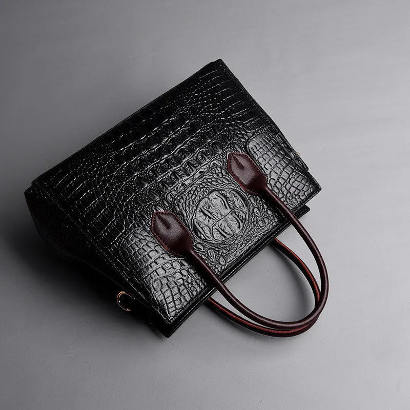 Emily – Croc-Embossed Structured Vegan Leather Handbag