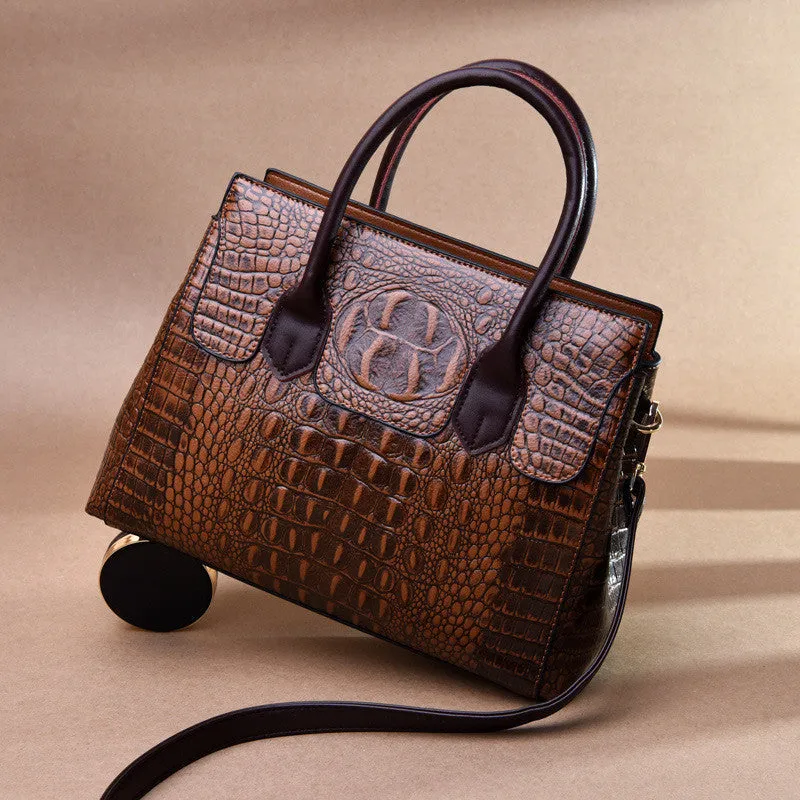 Emily – Croc-Embossed Structured Vegan Leather Handbag