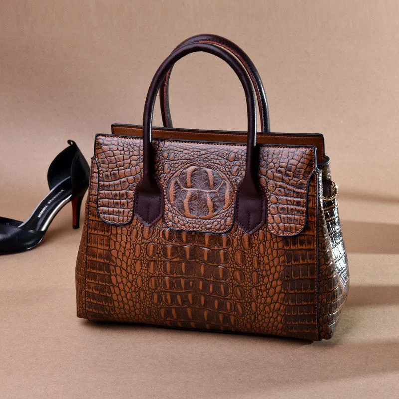 Emily – Croc-Embossed Structured Vegan Leather Handbag