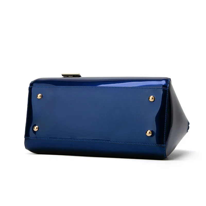 Emma – High-Gloss Vegan Leather Tote Bag with Dual Handles