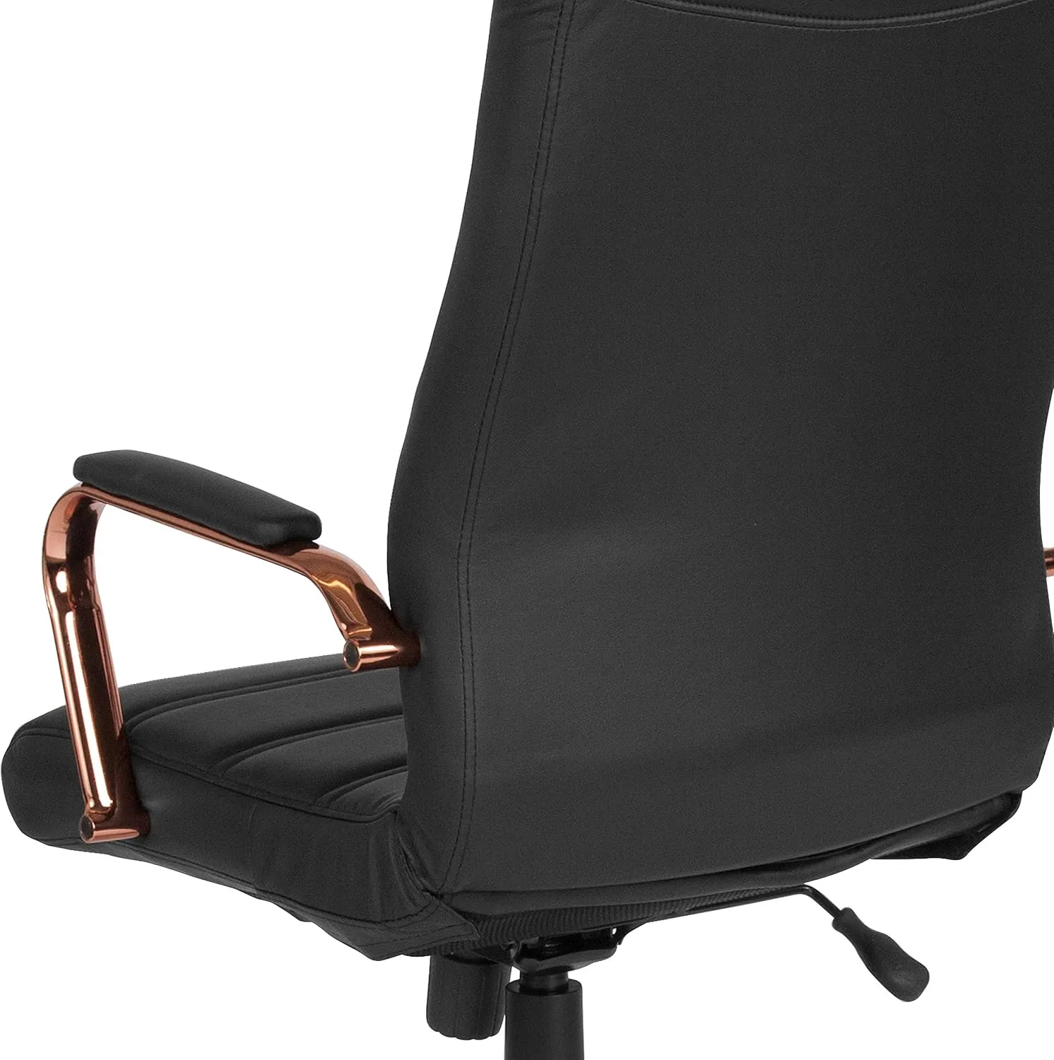 EMMA   OLIVER High Back Black LeatherSoft Executive Swivel Office Chair - Rose Gold Frame/Arms