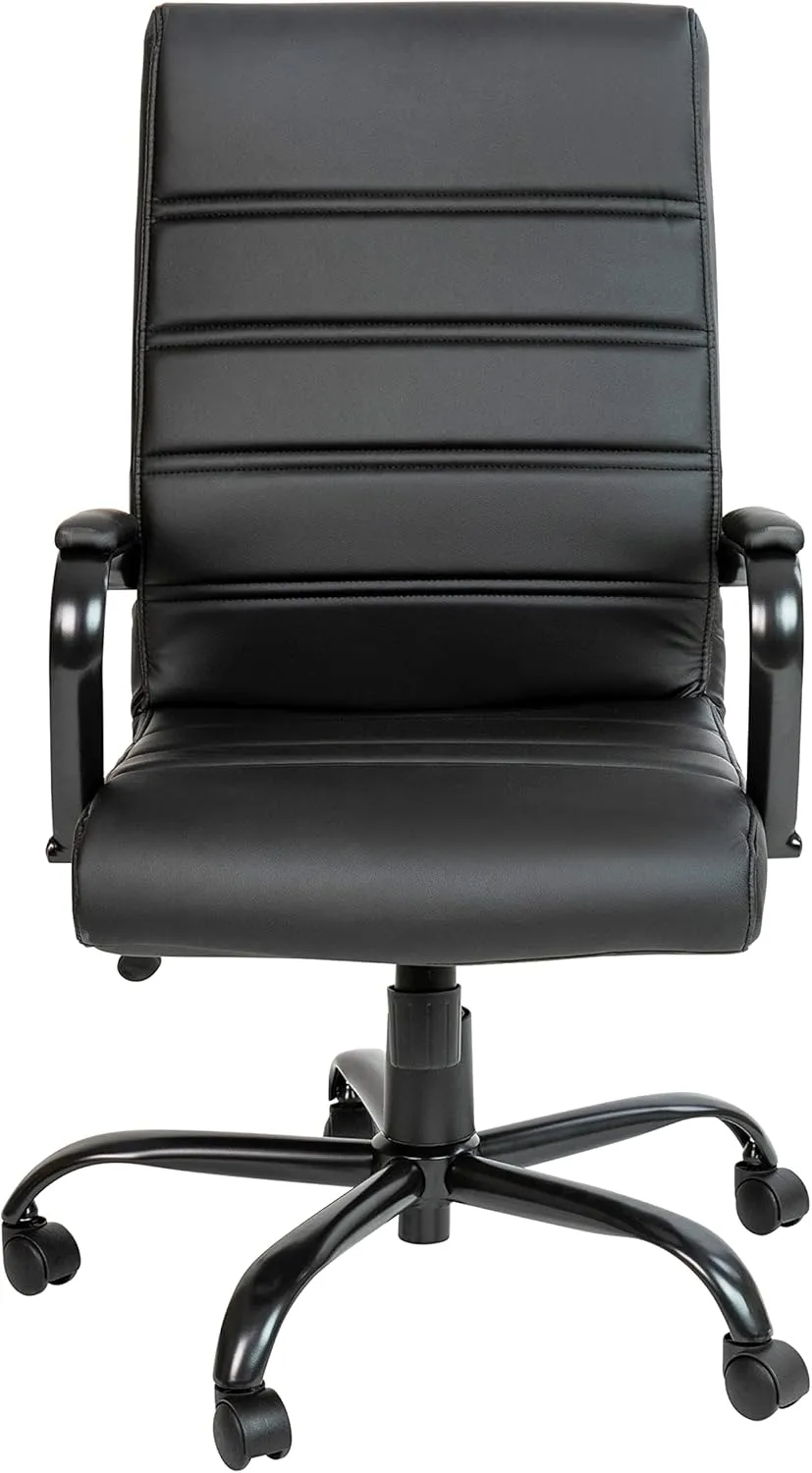 EMMA   OLIVER High Back Black LeatherSoft Executive Swivel Office Chair with Black Frame/Arms