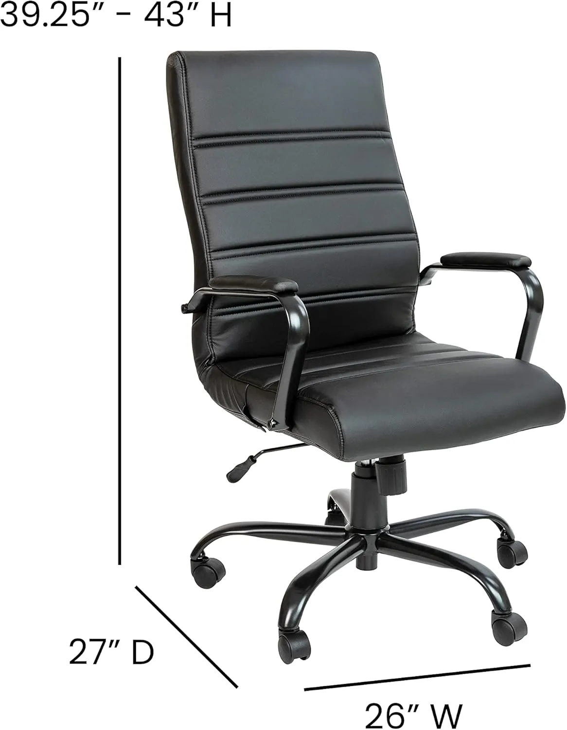 EMMA   OLIVER High Back Black LeatherSoft Executive Swivel Office Chair with Black Frame/Arms