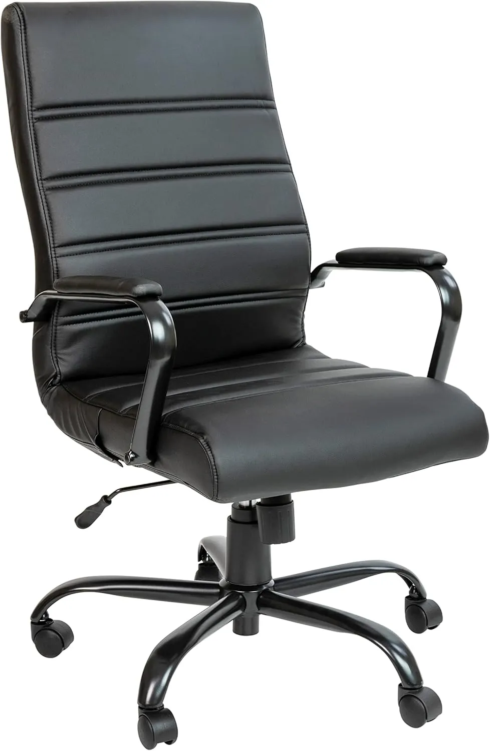 EMMA   OLIVER High Back Black LeatherSoft Executive Swivel Office Chair with Black Frame/Arms