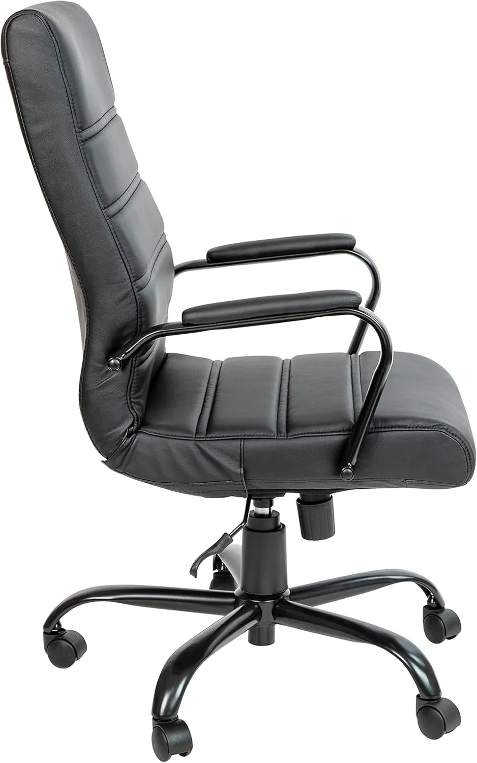 EMMA   OLIVER High Back Black LeatherSoft Executive Swivel Office Chair with Black Frame/Arms