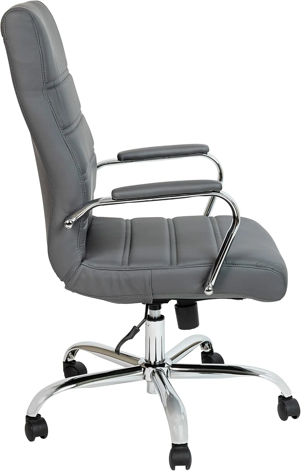 EMMA   OLIVER High Back Gray LeatherSoft Executive Swivel Office Chair with Chrome Frame/Arms