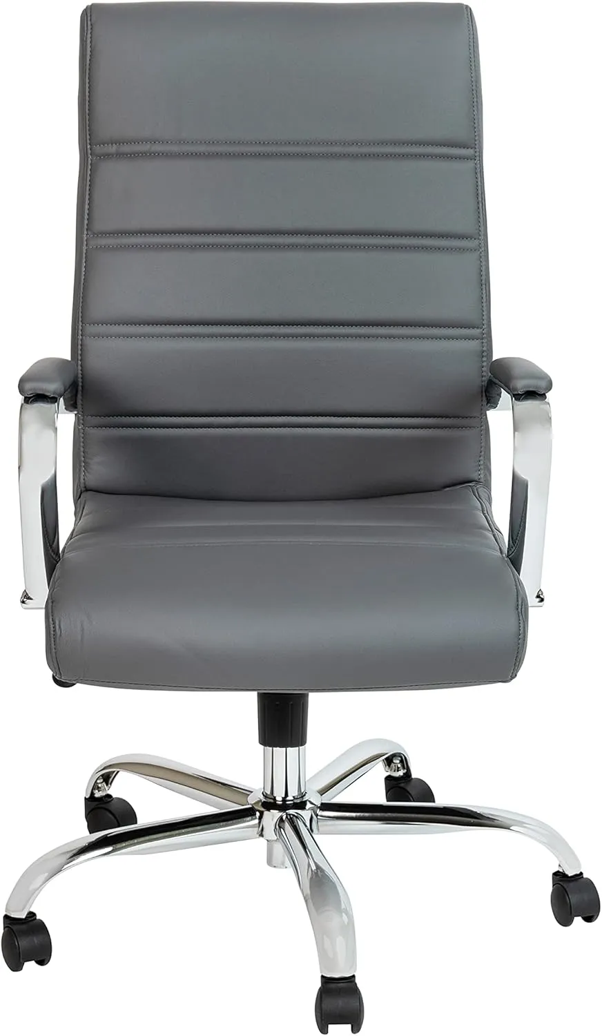 EMMA   OLIVER High Back Gray LeatherSoft Executive Swivel Office Chair with Chrome Frame/Arms