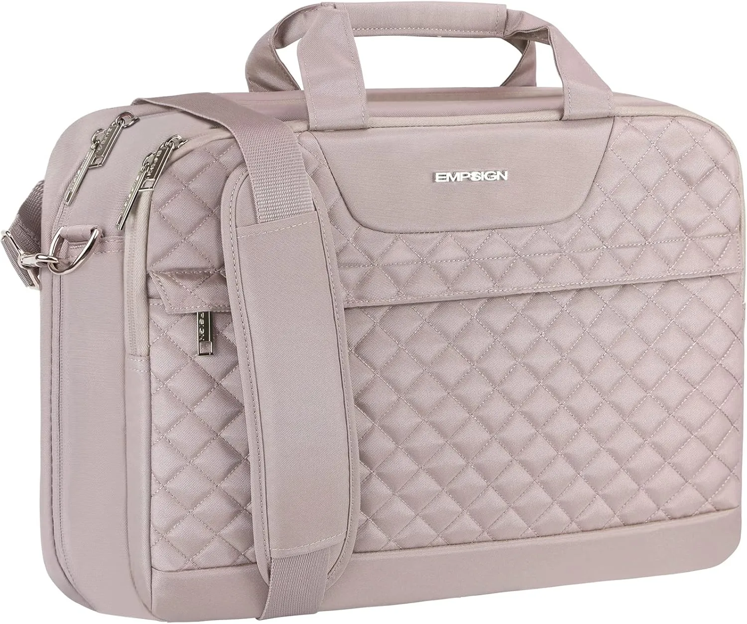 EMPSIGN 17.3 Inch Laptop Bag, Large Capacity Expandable Briefcase for Women & Men Business Office, Water-Repellent Laptop Case Travel Computer Bag with RFID Pockets, Dusty Pink