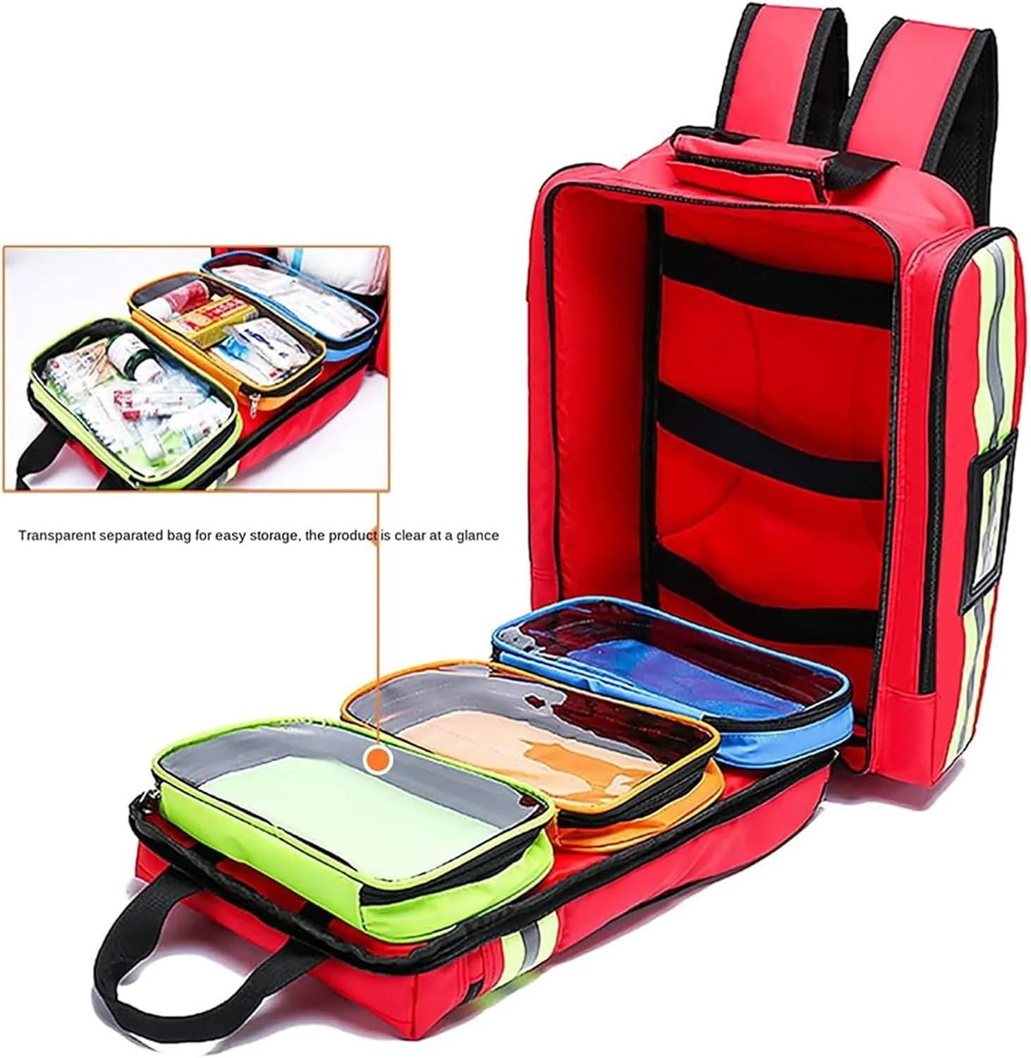 Empty First Aid Bag Emergency Responder Trauma Bag First Aid Kit Bag Large Medical Backpack for Travel Camping Cycling Outdoor Survival First Aid(Blue)