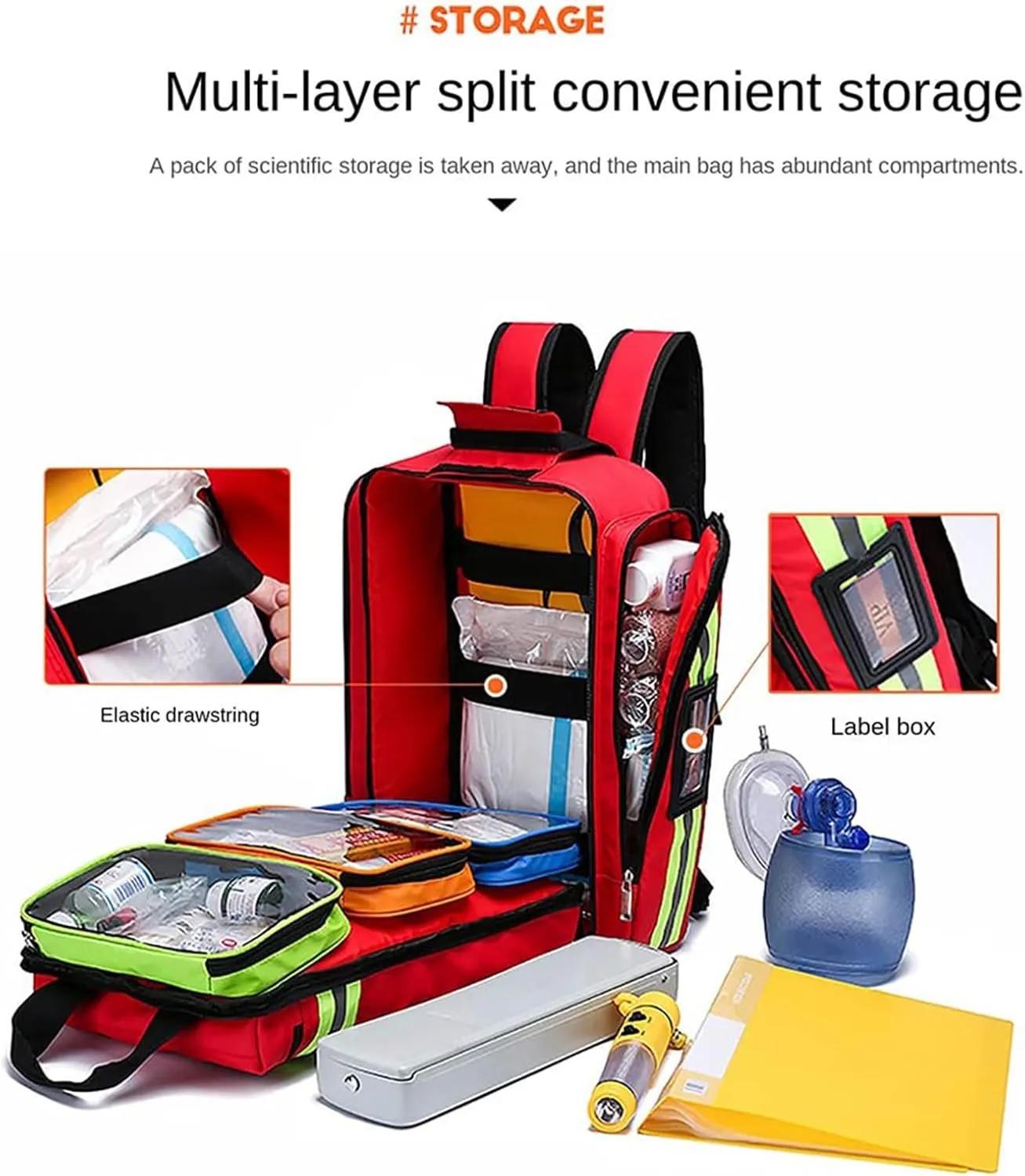 Empty First Aid Bag Emergency Responder Trauma Bag First Aid Kit Bag Large Medical Backpack for Travel Camping Cycling Outdoor Survival First Aid(Blue)