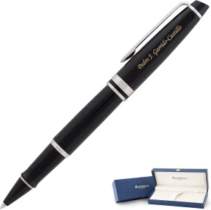 Engraved Waterman Expert Capped Rollerball Pen in Black Lacquer with Chrome Trim. Luxury Business Gift for Executives, Board Members, or Trustees.