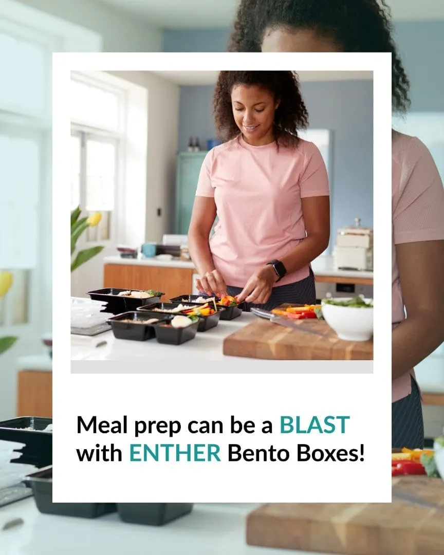 Enther Meal Prep Containers [12 Pack] 3 Compartment with Lids, Food Storage Bento Box | BPA Free | Stackable | Reusable Lunch Boxes, Microwave/Dishwasher/Freezer Safe,Portion Control (36 oz)