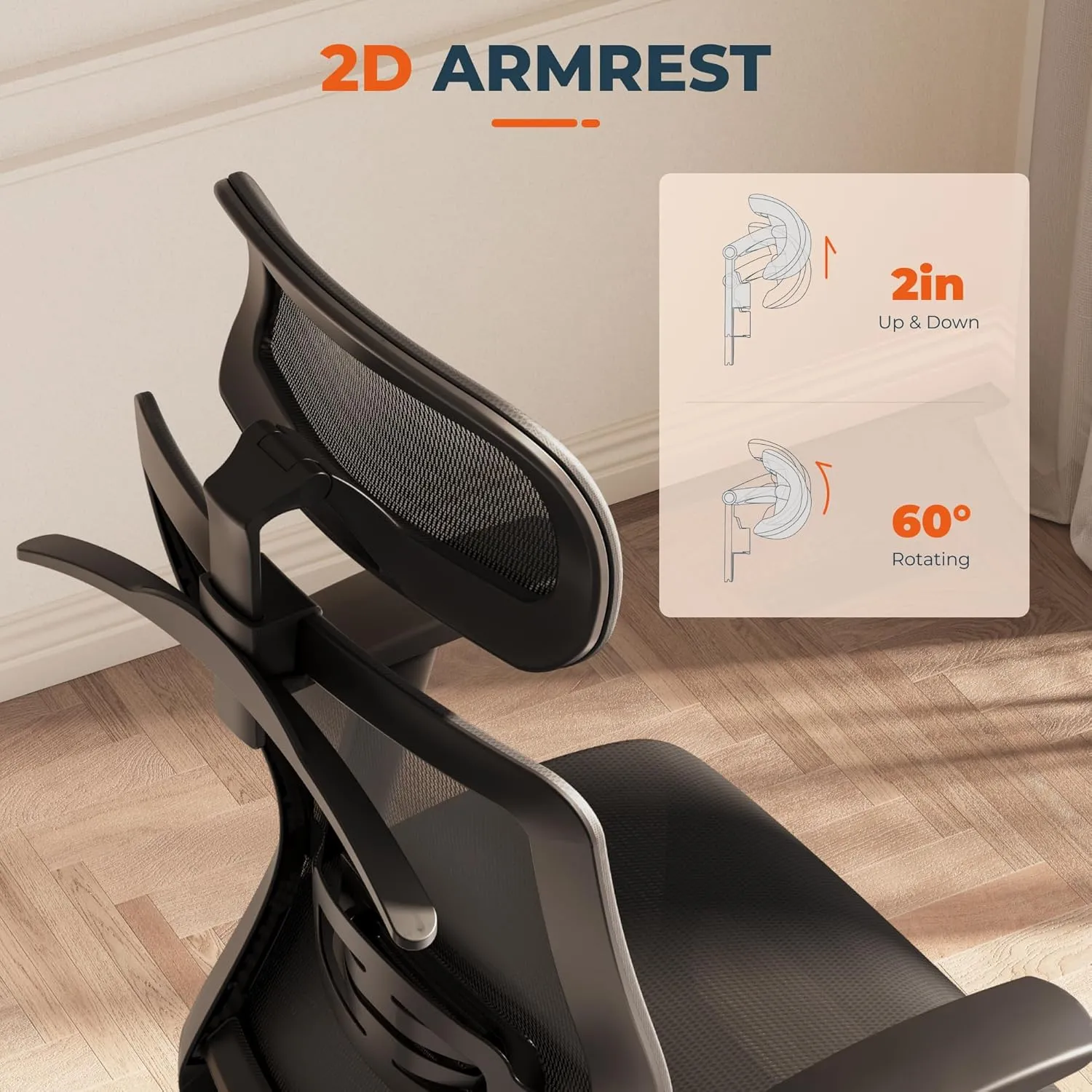 ErgoChair Pro Ergonomic Office Chair, Swivel Computer Chair, Home Office Desk Chairs， with Lumbar Support/2D Headrest/300lbs Heavy Duty/Lockable Back,Mesh Seat Cushion,Black