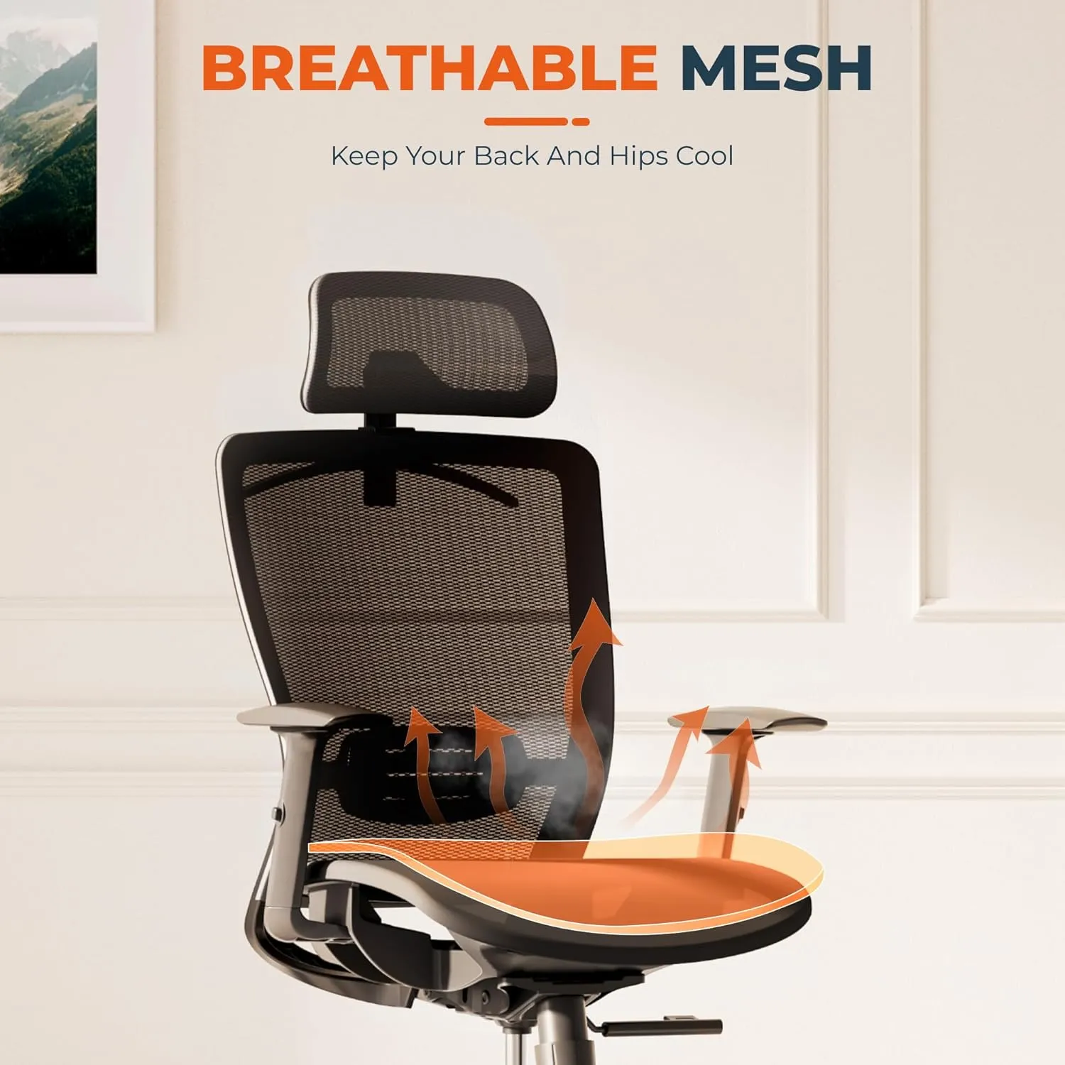 ErgoChair Pro Ergonomic Office Chair, Swivel Computer Chair, Home Office Desk Chairs， with Lumbar Support/2D Headrest/300lbs Heavy Duty/Lockable Back,Mesh Seat Cushion,Black