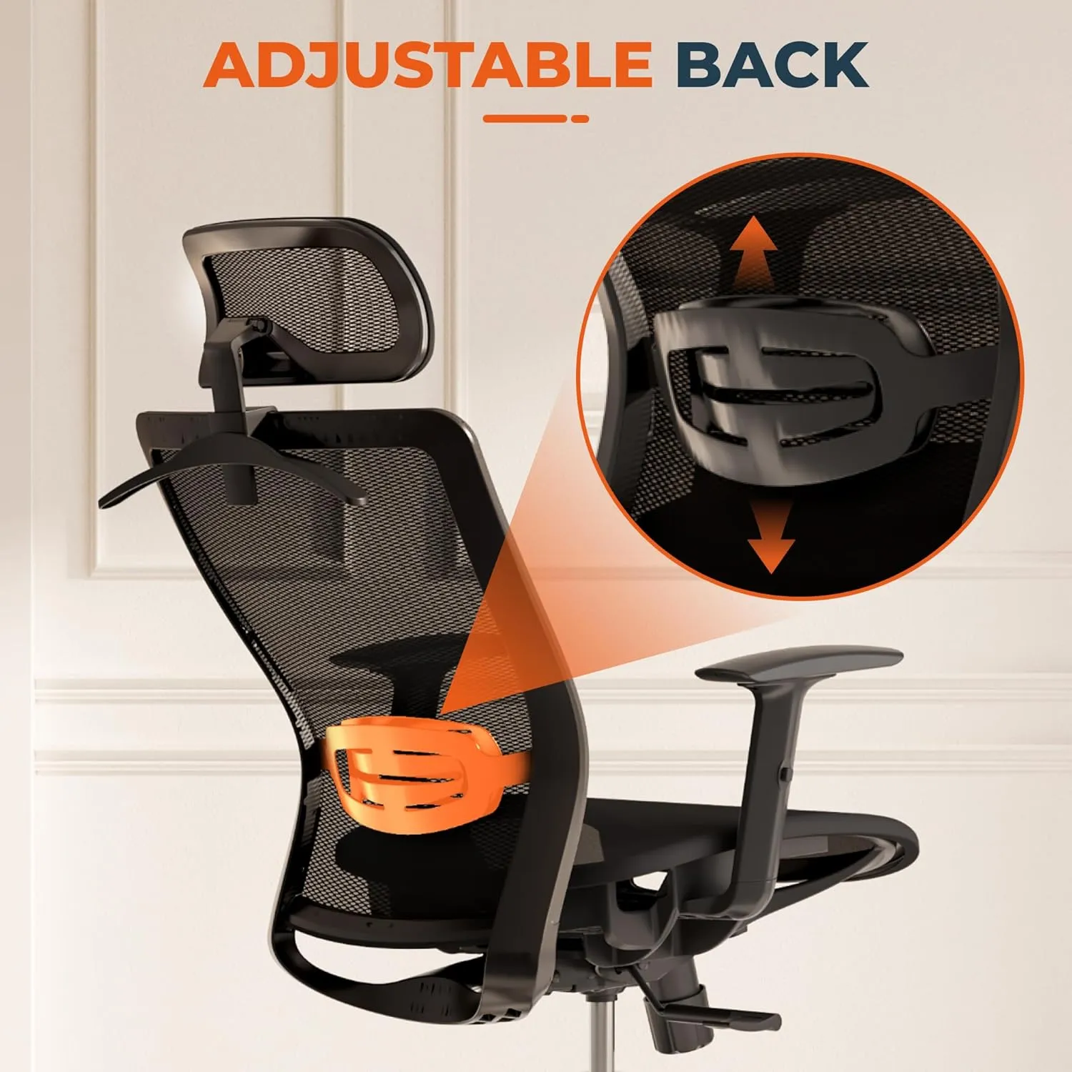 ErgoChair Pro Ergonomic Office Chair, Swivel Computer Chair, Home Office Desk Chairs， with Lumbar Support/2D Headrest/300lbs Heavy Duty/Lockable Back,Mesh Seat Cushion,Black