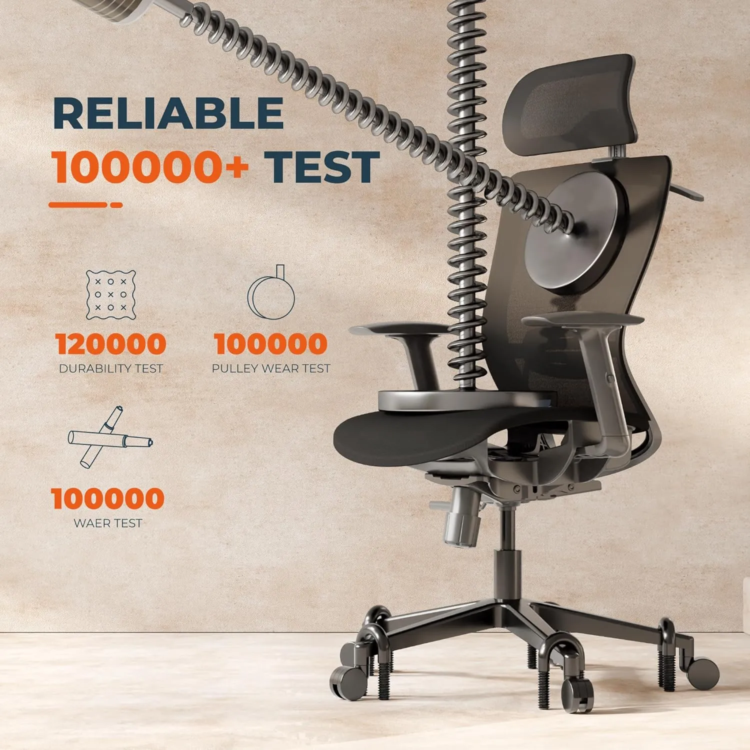ErgoChair Pro Ergonomic Office Chair, Swivel Computer Chair, Home Office Desk Chairs， with Lumbar Support/2D Headrest/300lbs Heavy Duty/Lockable Back,Mesh Seat Cushion,Black