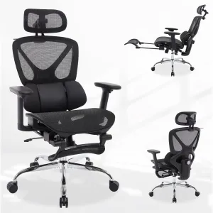 Ergonomic Mesh Office Chair High Back Mesh Computer Executive Desk Chair Home Office Chair with Adjustable Lumbar Support for Office/Gaming/Study, Freely Tilt Lock, Flip-Up Headrest & Armrests