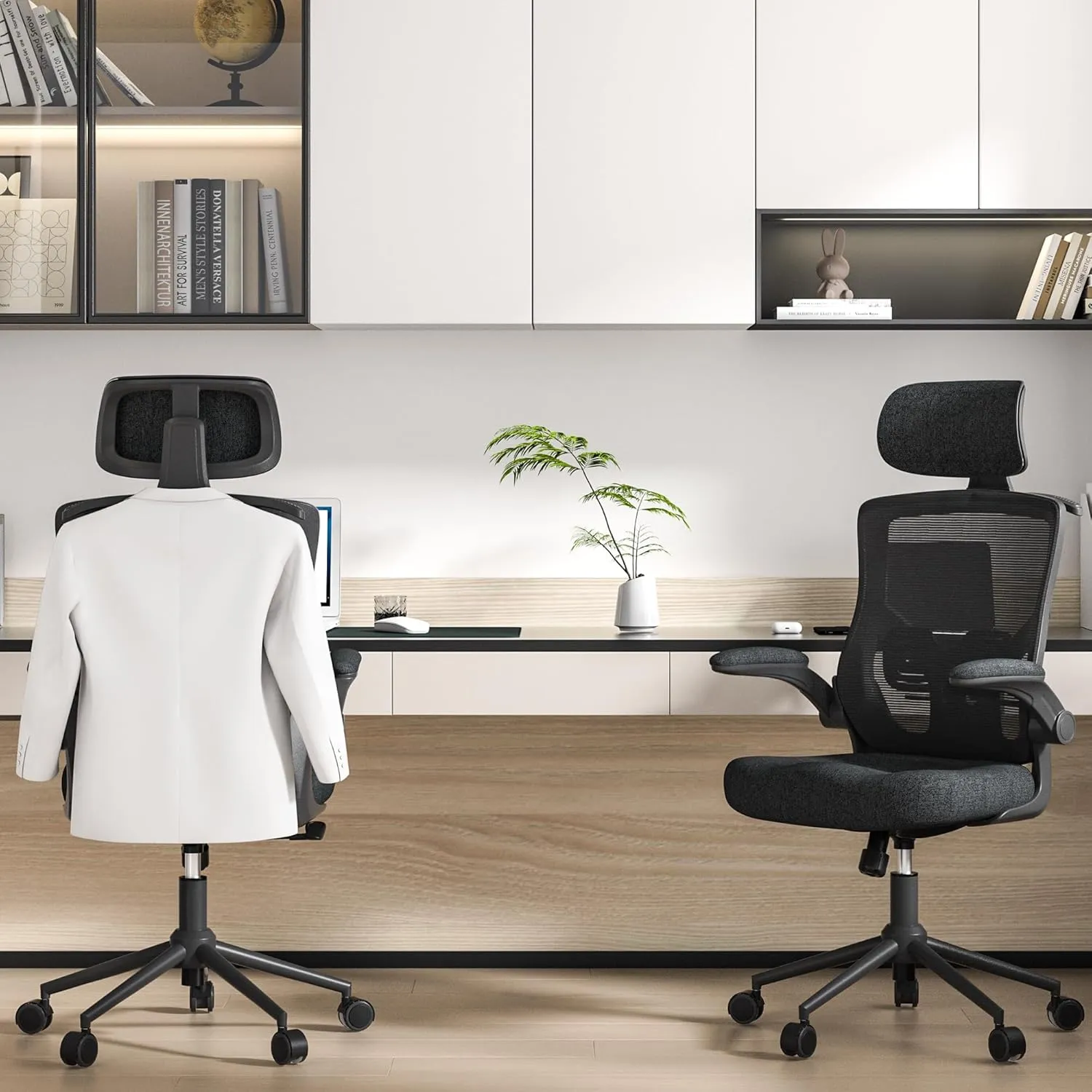 Ergonomic Office Chair, High Back Mesh Desk Chair with Molded Foam Cushion, Adjustable Headrest, Lumbar Support, Lock Function (All Black)