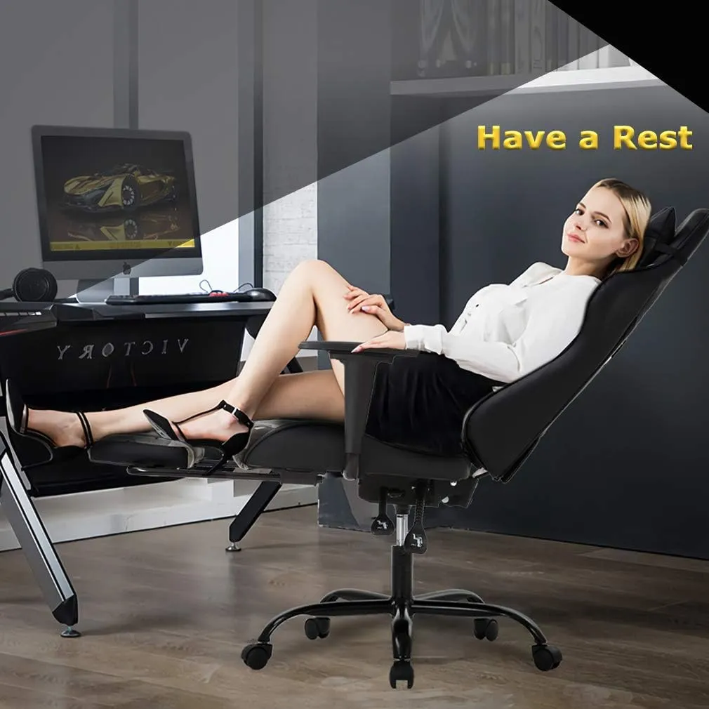 Ergonomic Office Chair PC Gaming Chair Cheap Desk Chair PU Leather Executive Rolling Swivel Chair Computer Lumbar Support for Women, Men