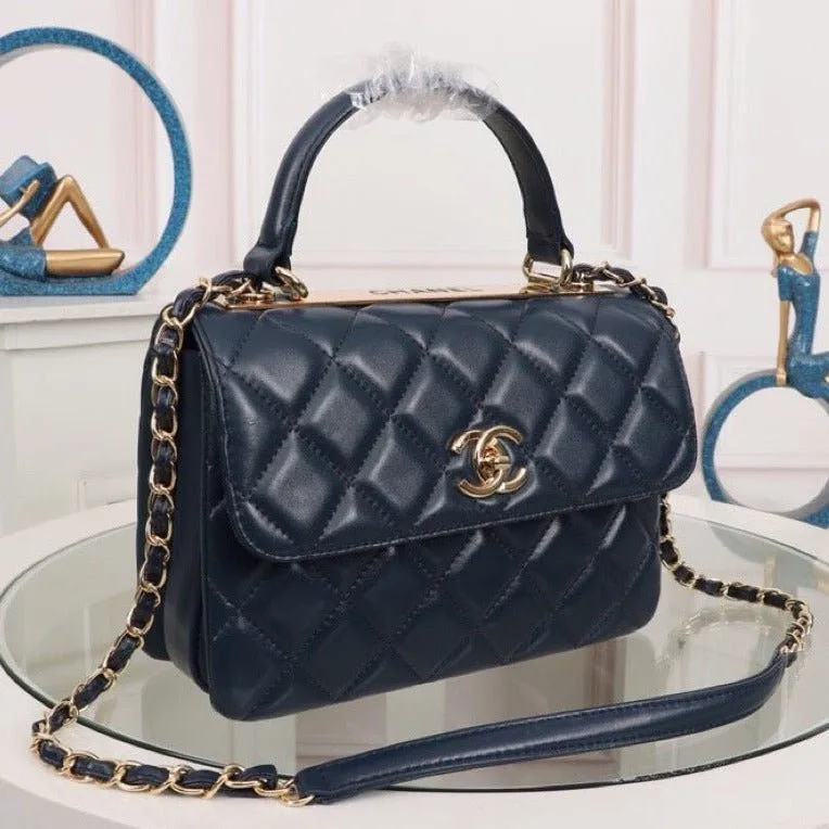 ESMEE - Flap Bag With Top Handle Dark Blue