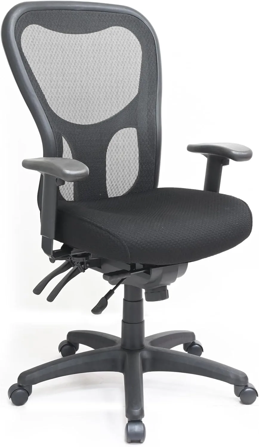 Eurotech Seating Apollo Multifunction High-Back Ergonomic Office Chair with Seat Slider, TEMPUR® Cushioned Seat, and Mesh Back, 360-Degree Swivel Executive Task Office Chair, Black