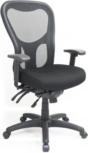 Eurotech Seating Apollo Multifunction High-Back Ergonomic Office Chair with Seat Slider, TEMPUR® Cushioned Seat, and Mesh Back, 360-Degree Swivel Executive Task Office Chair, Black