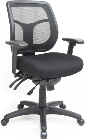 Eurotech Seating Apollo Multifunction Swivel Ergonomic Office Chair with Seat Slider, TEMPUR® Cushioned Seat, and Mesh Back, 360-Degree Swivel Executive Task Office Chair, Black
