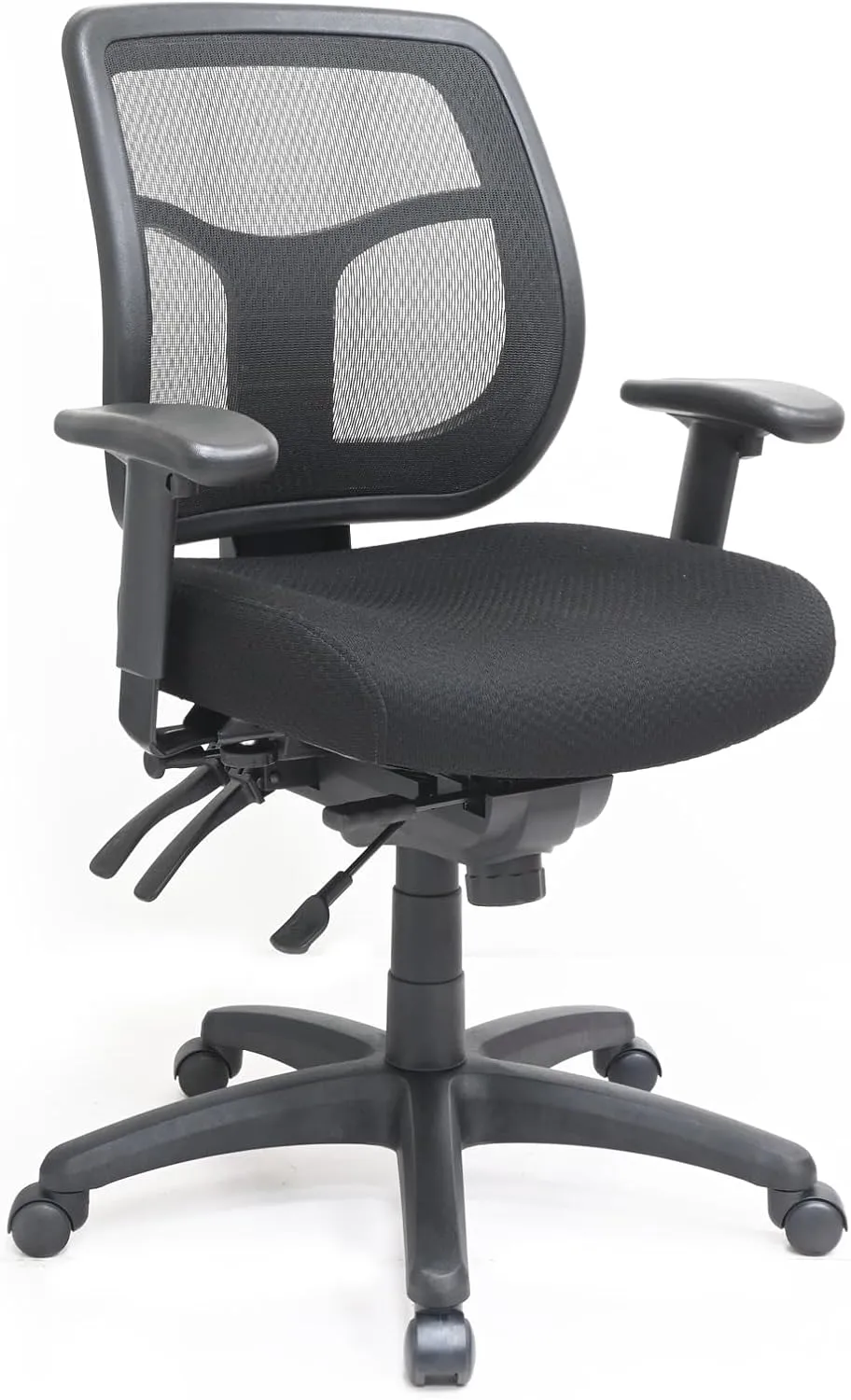 Eurotech Seating Apollo Multifunction Swivel Ergonomic Office Chair with Seat Slider, TEMPUR® Cushioned Seat, and Mesh Back, 360-Degree Swivel Executive Task Office Chair, Black