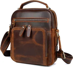 EURYNOME Leather Messenger Bag for Men, Men Purse Bag Full Grain Leather