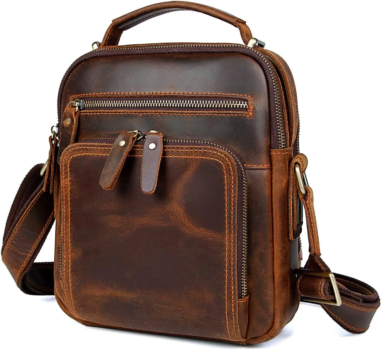 EURYNOME Leather Messenger Bag for Men, Men Purse Bag Full Grain Leather