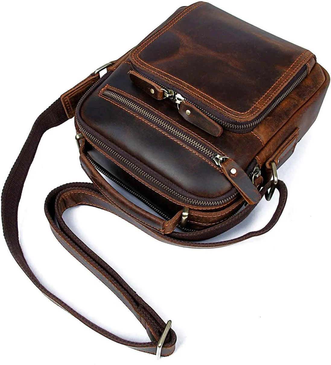 EURYNOME Leather Messenger Bag for Men, Men Purse Bag Full Grain Leather